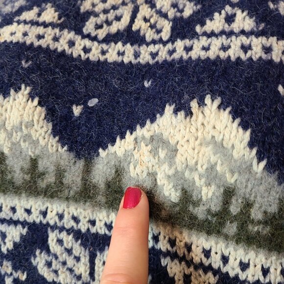 Vtg Woolrich Sweater Womens Medium Fair Isle Cottage Farm Wool Handframed 90s - Picture 3 of 11
